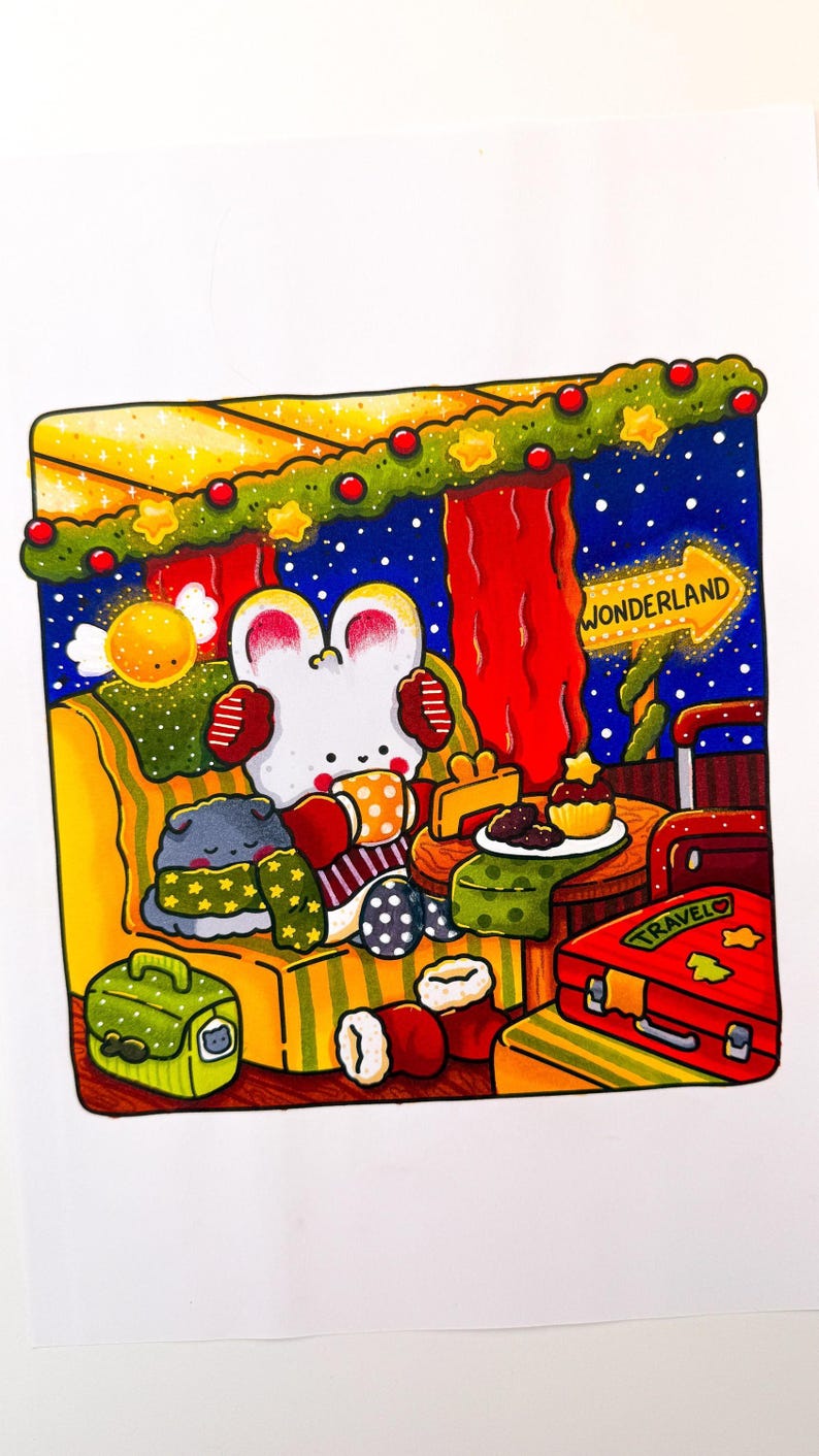 Merry Christmas Coloring Pages, 40 Cute, Cozy & Comfy Winter Illustrations with Little Friends (Printable Instant Digital Download PDF) image 9