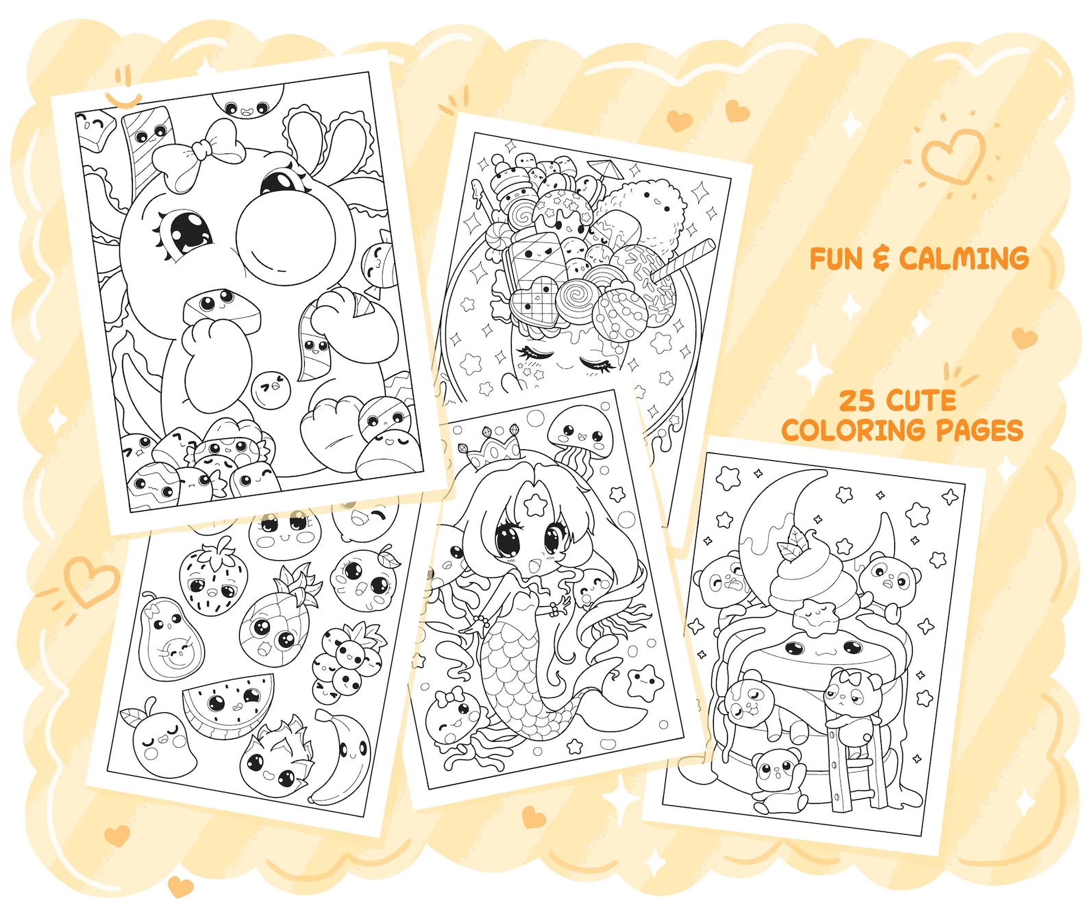 Cute Kawaii Coloring Book Printable PDF Instant Digital Download, Fun ...