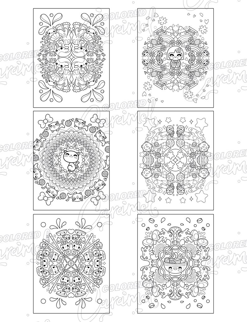 Kawaii Mandala Coloring Book Instant Download Digital - Etsy