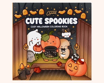 Halloween Coloring Pages, 40 Spooky Cute, Cozy & Comfy Illustrations with Little Friends and Ghosts Printable Instant Digital Download PDF