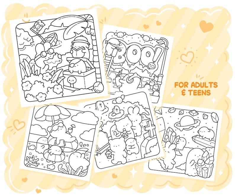 Spooky Cute Coloring Pages - 40 Cozy and Comfy Illustrations With ...