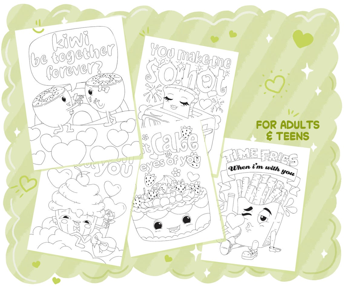 Food Puns Coloring Book, Printable PDF Instant Digital Download ...
