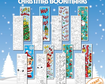 16 Christmas Coloring Bookmarks: Festive Holiday DIY (Digital Download)