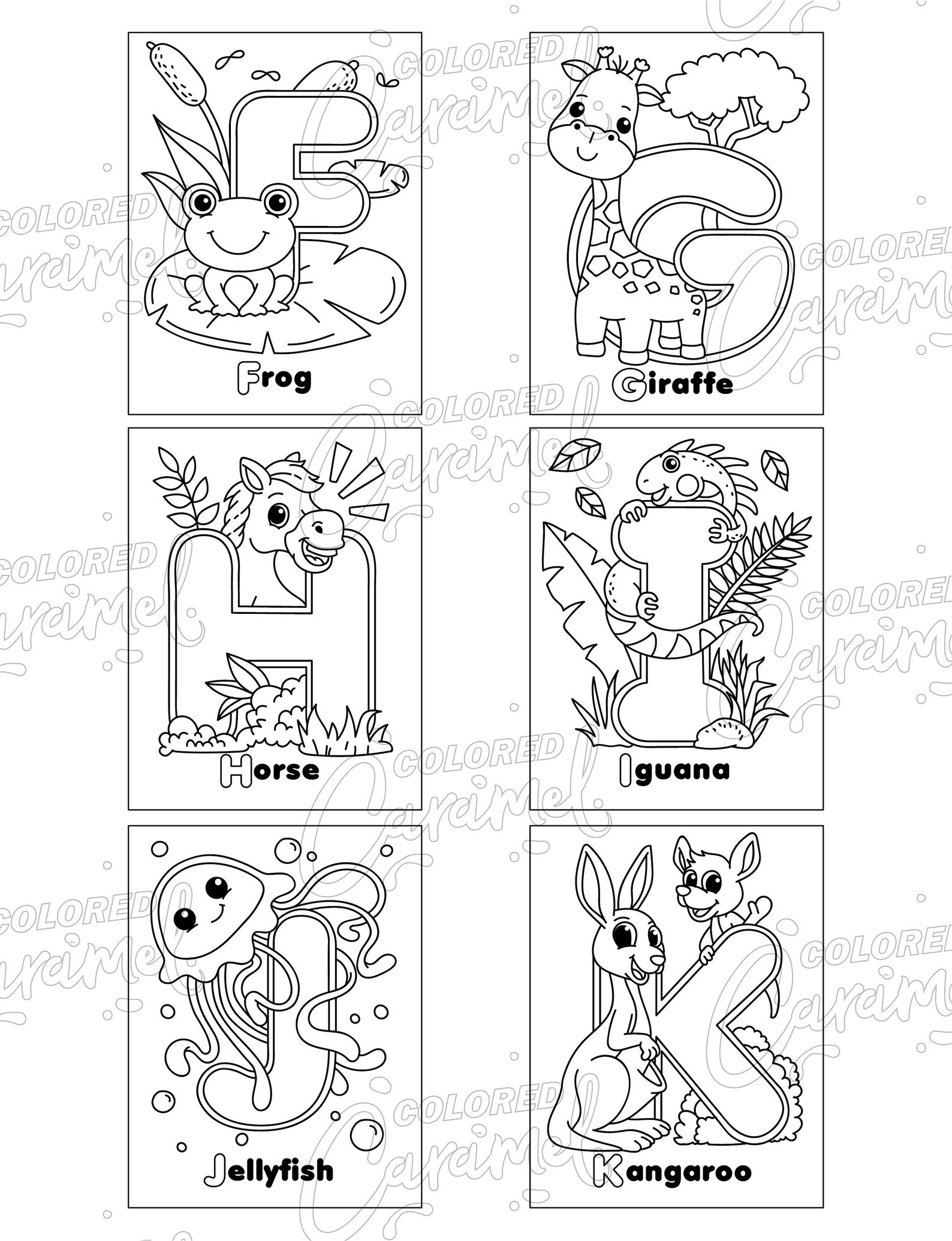 Animals &amp; Alphabet PDF Printable Download Coloring Book for - Etsy France