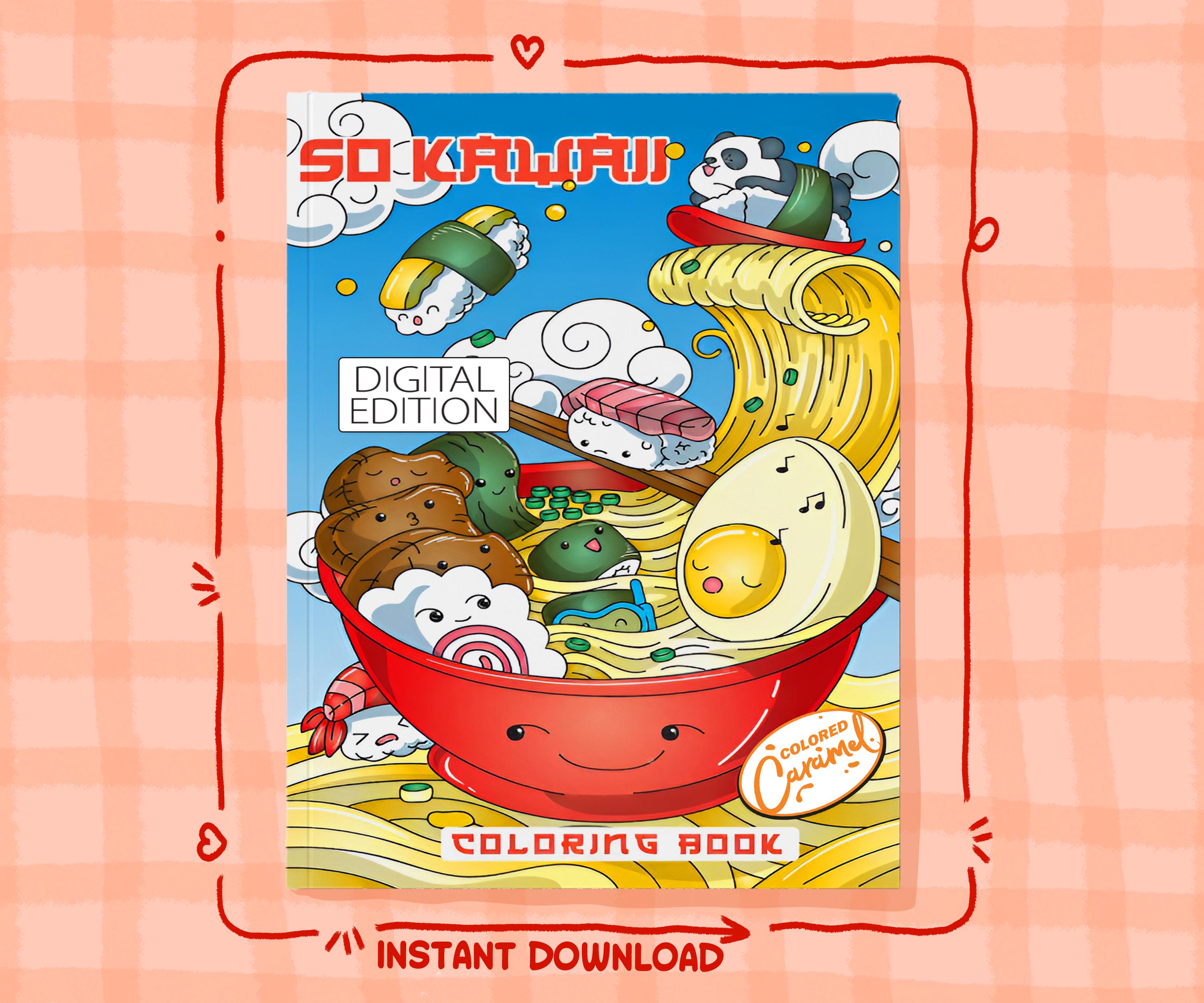 Kawaii Ramen and Animals Coloring Book — coloring book cover
