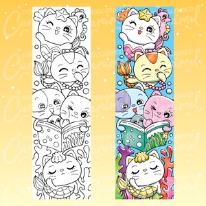 Kawaii Summer Coloring Bookmarks, Printables Instant Digital Download ...