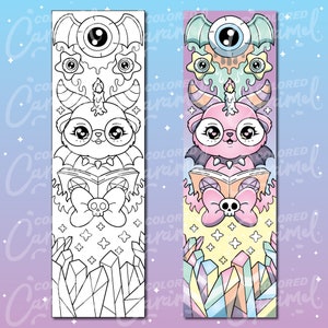 Creepy Kawaii Coloring Bookmarks, Printables Instant Digital Download ...