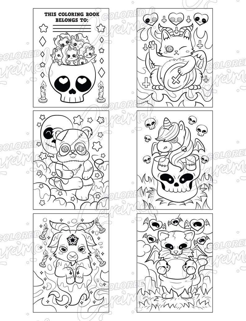 Kawaii Pastel Goth Coloring Book Digital Download PDF Cute Etsy