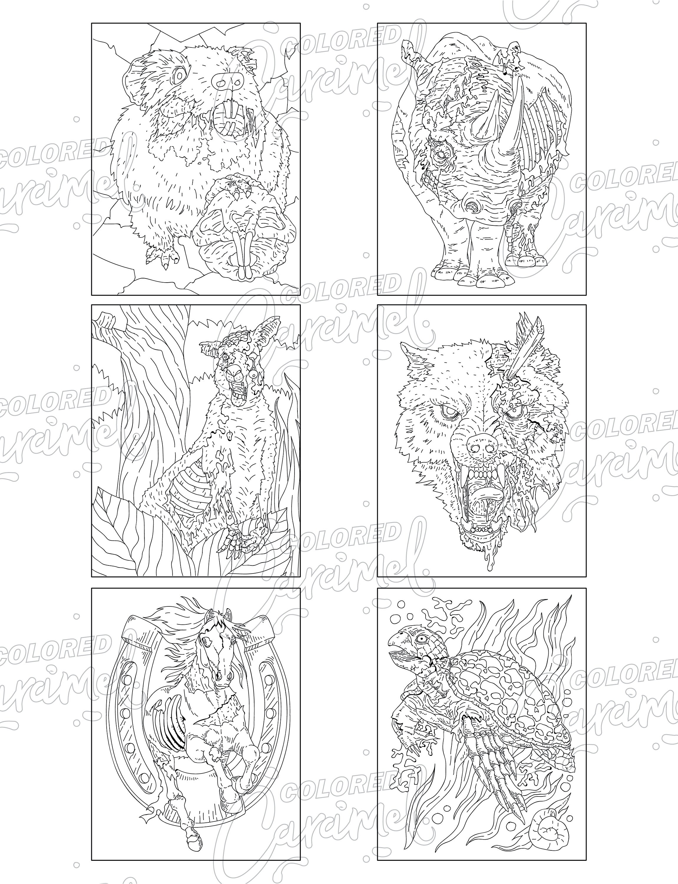 Cool Zombie Animals Printable PDF Download Coloring Book 25 Etsy New