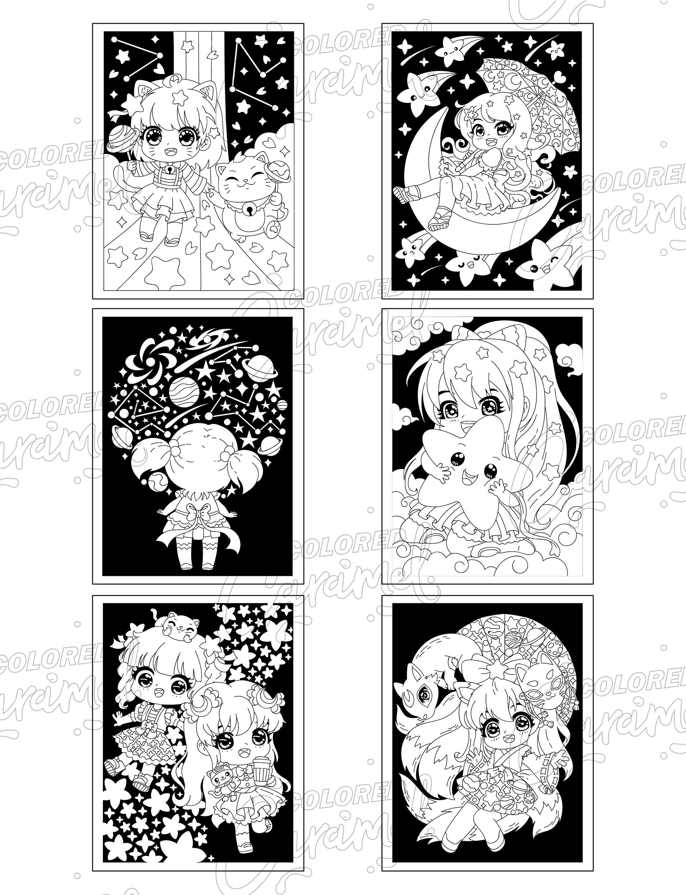 Chibi Girls in Space Coloring Book: Kawaii Galaxy (digital Download) - Etsy