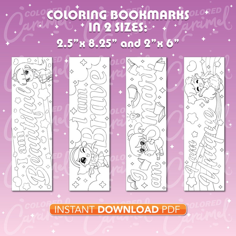 Kawaii Chibi Girls Coloring Bookmarks: DIY Printable Book Markers (PDF ...