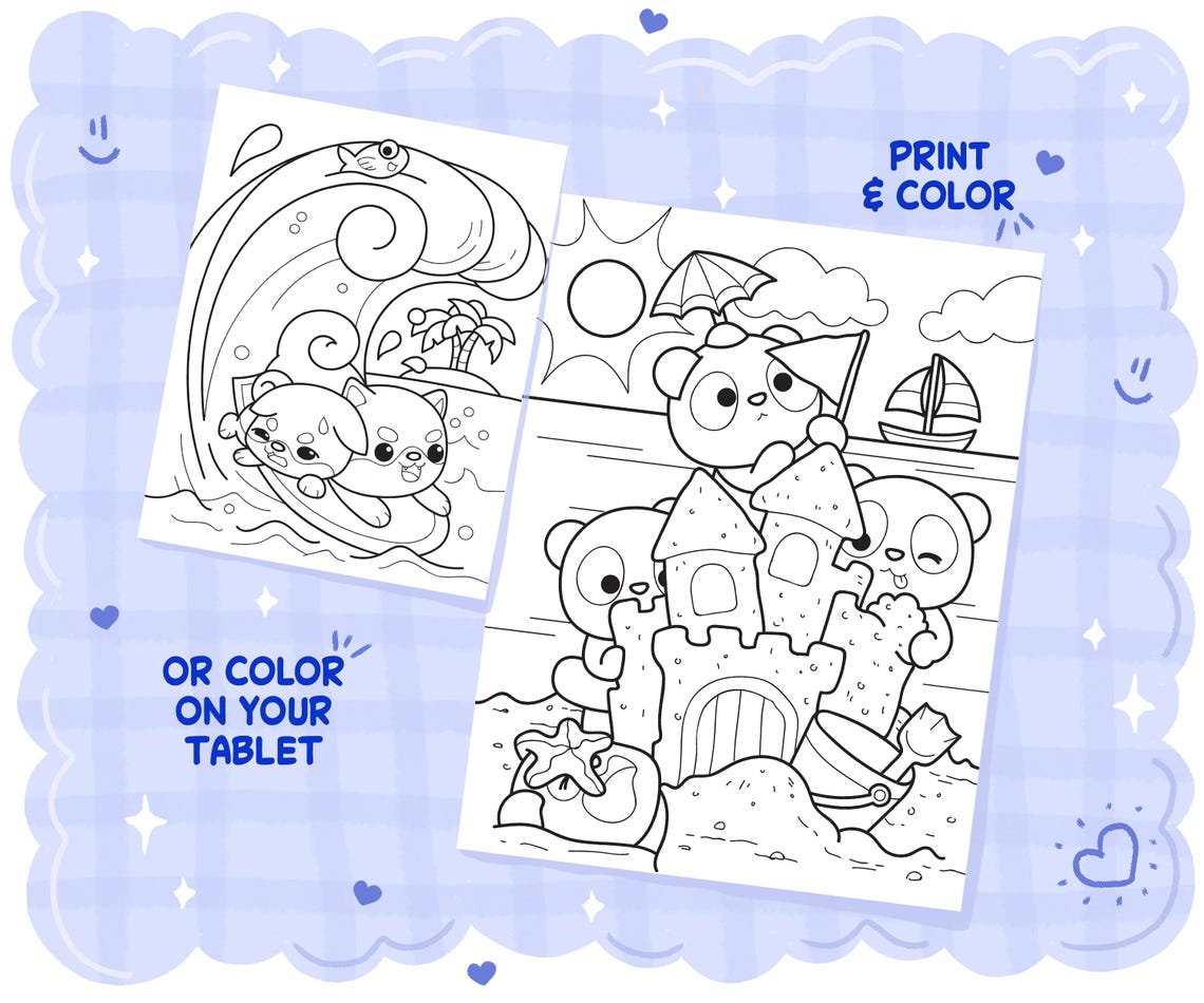 Kawaii Coloring Book Printable Instant Download Digital PDF, Color ...