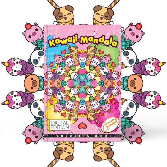 Kawaii Mandala Coloring Book PDF Digital Download for Adults