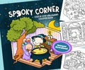 Halloween Coloring Pages, 40 Cute, Cozy, Spooky Vibes Illustrations, Printable Instant Digital Download PDF Book for Fun and Relaxation