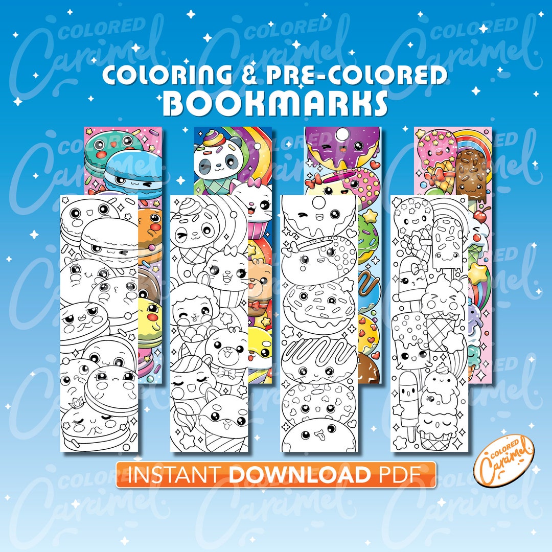 Kawaii Sweets Coloring Bookmarks, Printables Instant Digital Download ...