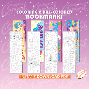 Kawaii Chibi Girls Coloring Bookmarks, Printables Instant Digital Download PDF, Set of Colorable, Colorful DIY Make Your Own Book Marker