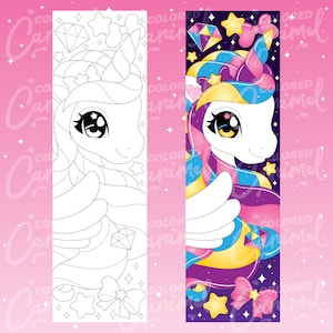 Coloring Unicorn Bookmarks Printables Instant Download PDF, Cute Set of ...