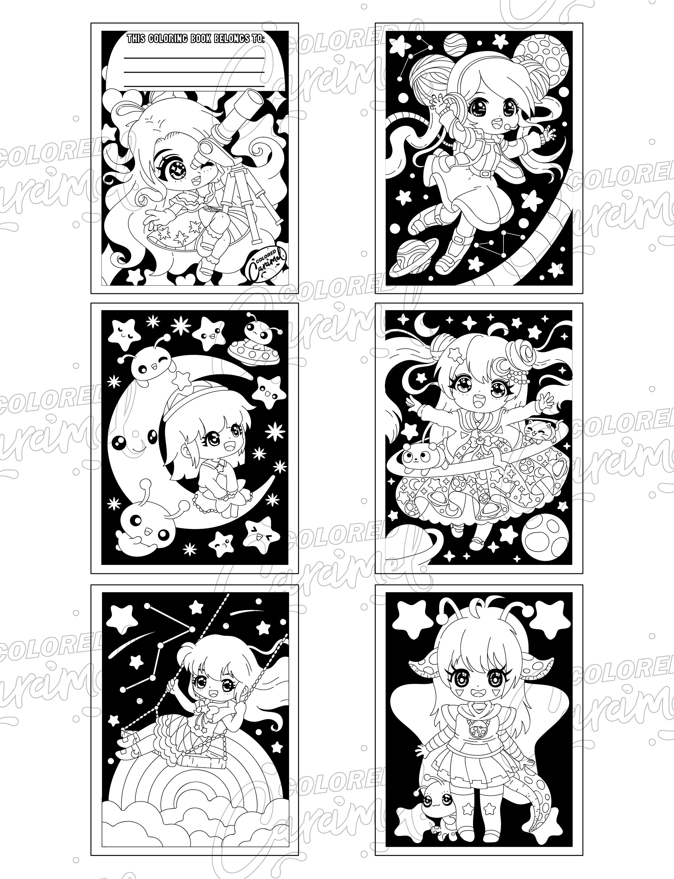 Chibi Girls in Space Coloring Book: Kawaii Galaxy (digital Download) - Etsy