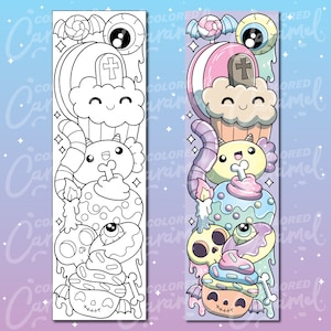 Creepy Kawaii Coloring Bookmarks, Printables Instant Digital Download ...