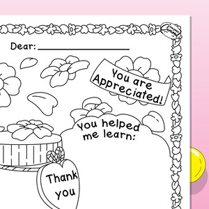 Thank You Jar Teacher Coloring Page Gift for End of School and ...