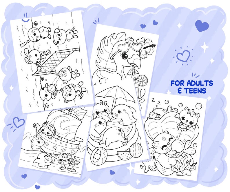 Kawaii Coloring Book Printable Instant Download Digital PDF, Color ...