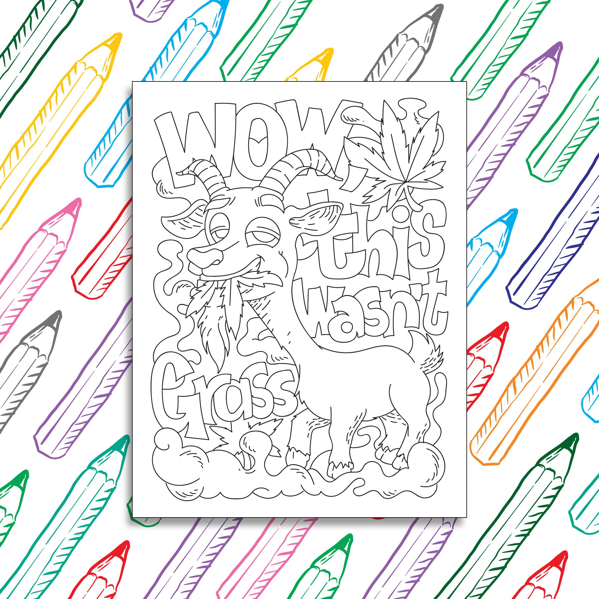 stoner coloring page digital download pdf trippy funny and etsy
