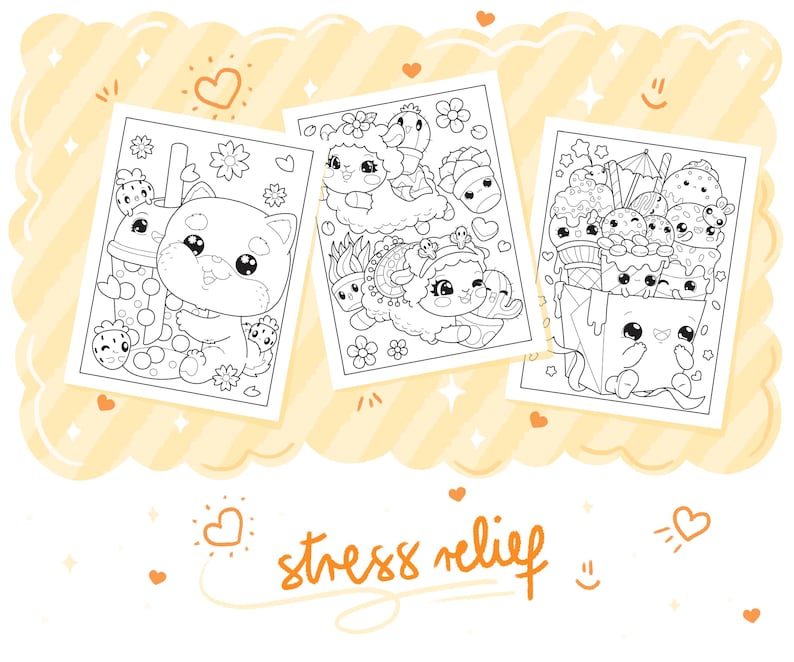 Cute Kawaii Coloring Book Printable PDF Instant Digital Download, Fun ...