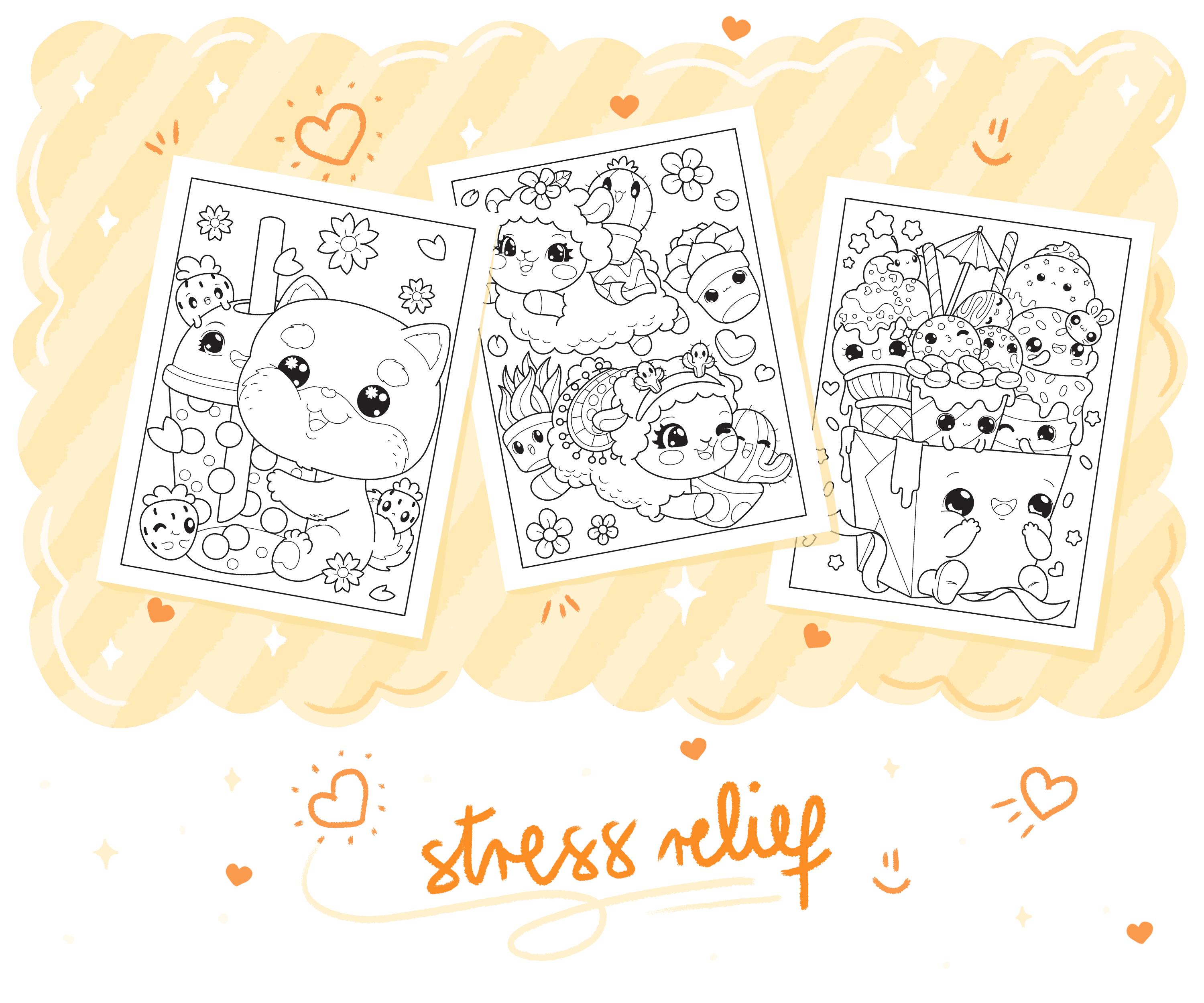 Cute Kawaii Coloring Book Printable PDF Instant Digital Download, Fun ...