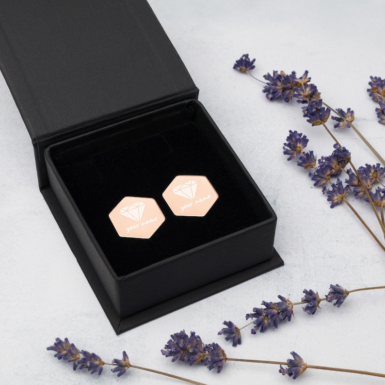 mothers day gift from daughter in law,Silver Hexagon,Elegant diamond Earrings,Stud Earrings with jewelry box,personalized gift