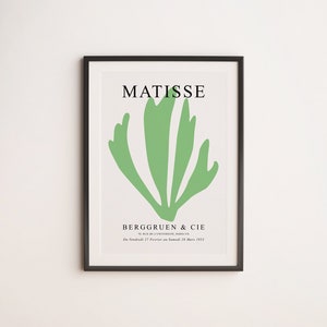 Matisse Cut Out Poster , Dark Sea Green ,  Printable Wall Art, Matisse Poster, Abstract Art Print , Digital Download