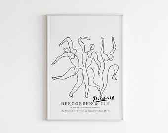 Picasso Exhibition Poster, The Three Dancers, Printable Digital Download, Mid Century Painters, Vintage Art, Minimalist Printable Poster