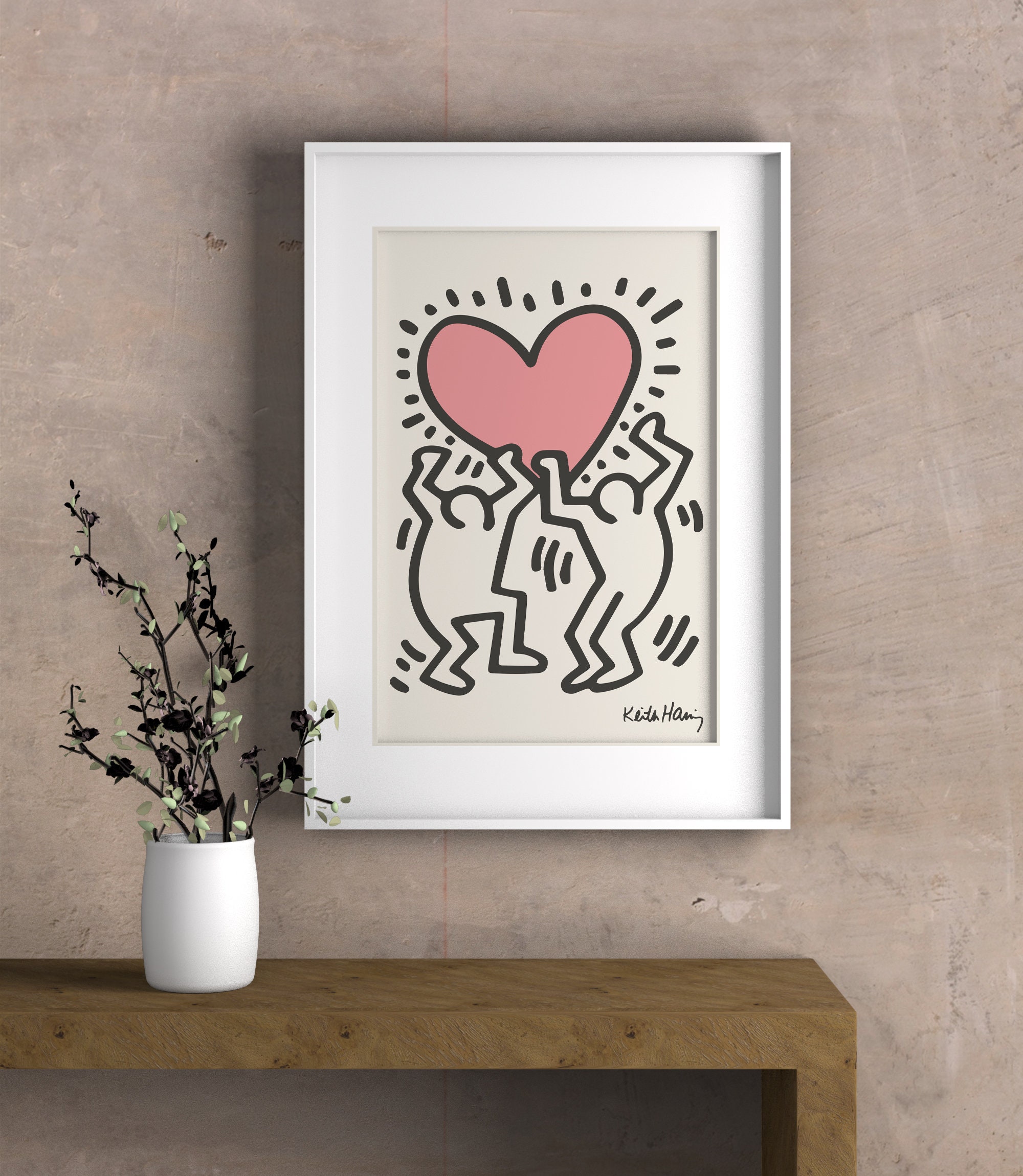 Keith Haring キースヘリング ハートデザイン 花器 イタリア製 Keith Haring キースヘリング ハートデザイン 花器 イタリア製