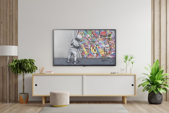 Samsung Frame Tv Art Set Of 4 Banksy Wall Art Samsung Etsy Uk