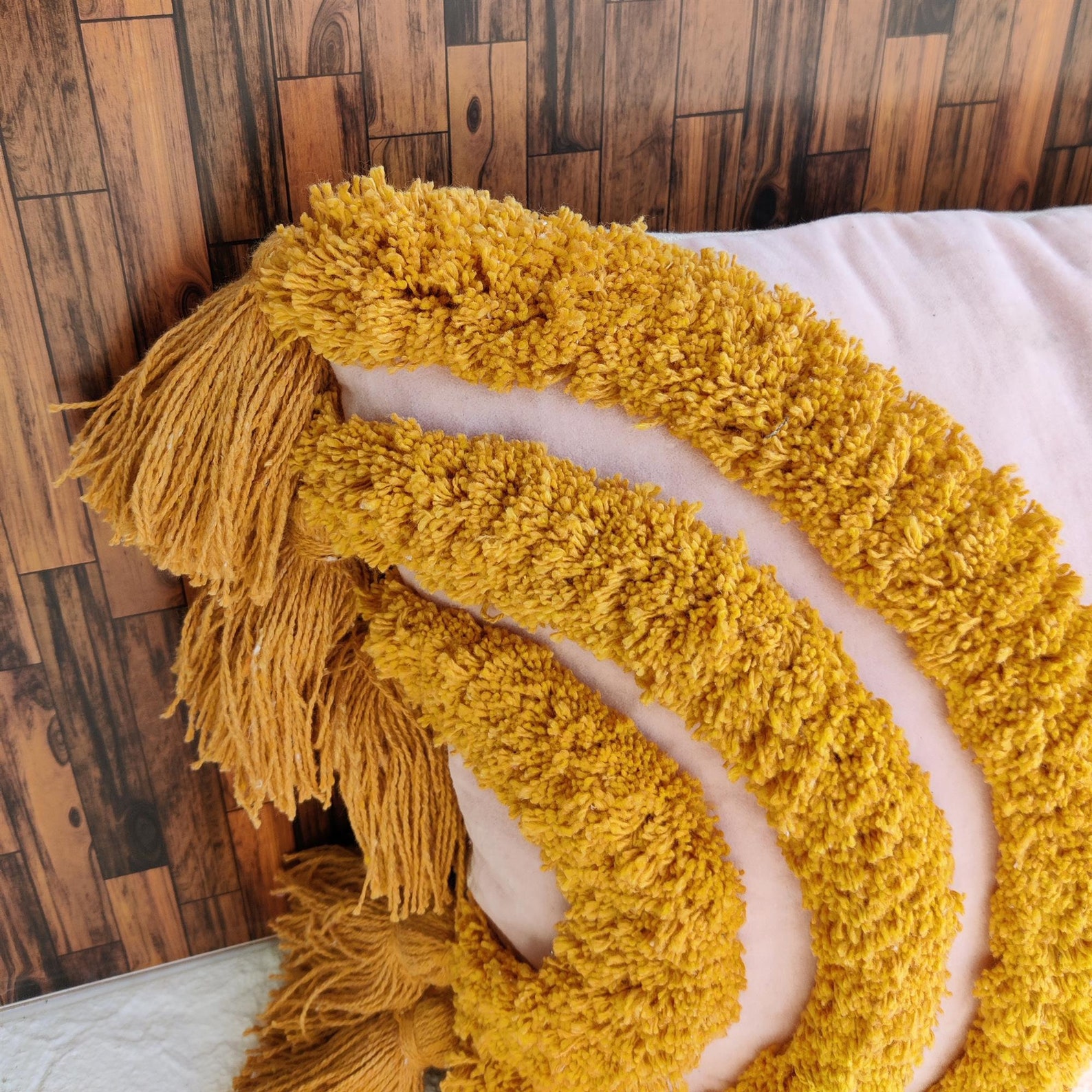 Mustard Yellow & Pink Tassel Pillow Cover Boho Textured Pillow Etsy UK