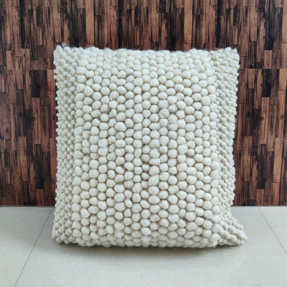 Ivory off White Hand Loom Woven Cotton Wool Chunky Loops Textured Cushion Cover 20x20 Inches 50x50 CM Boho Decorative Throw Pillow Etsy UK