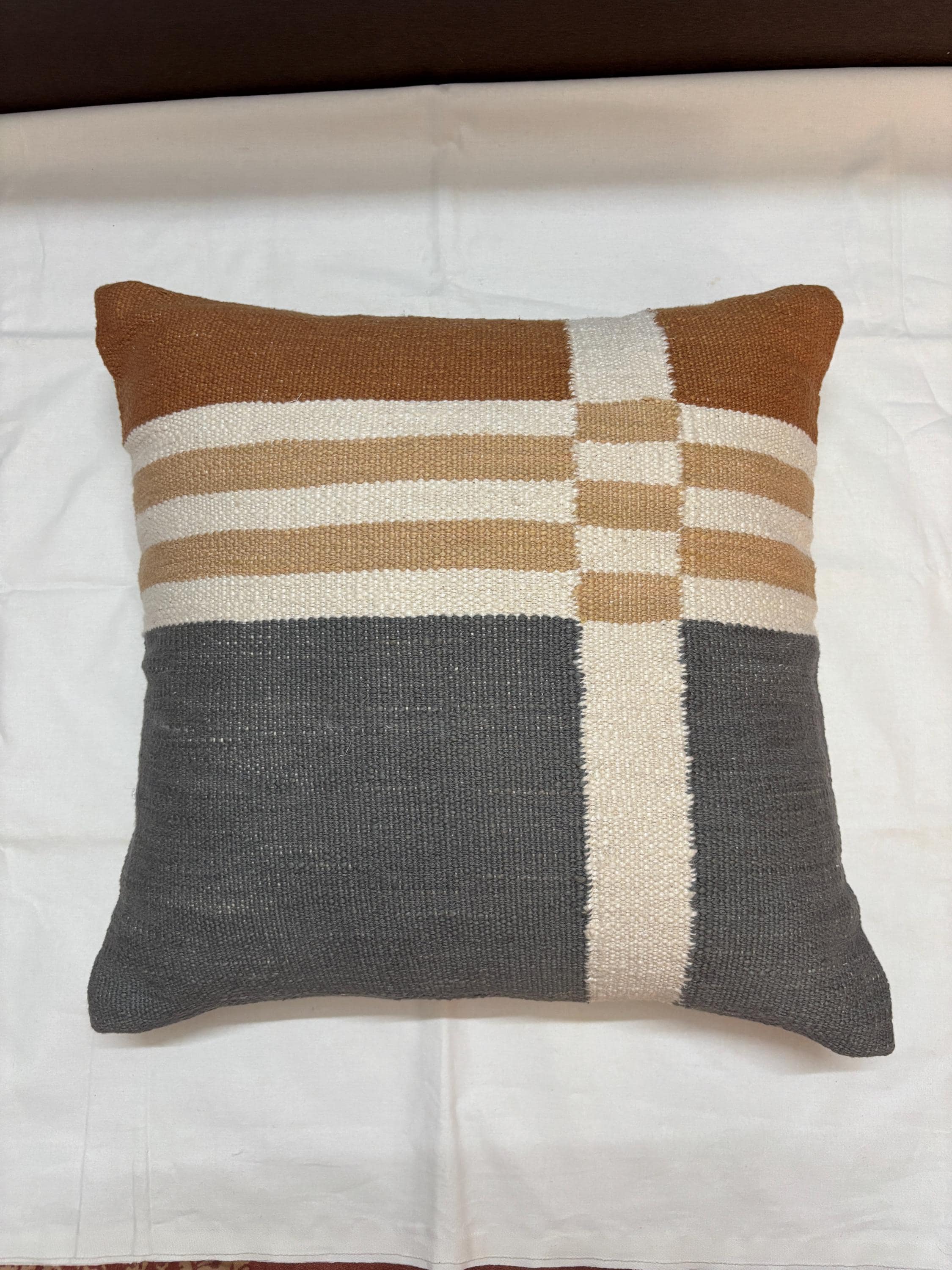 Boho Stripe Pillow Cover: Handloom Woven Cotton Throw Pillow (16X16 Inches)