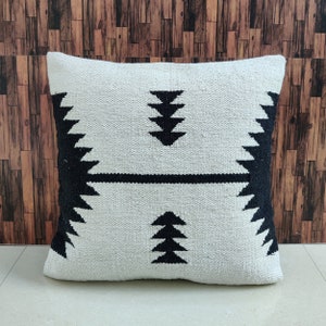 Funda de cojín de algodón tejido estilo kilim bohemio: almohada con textura monocromática (45 x 45 cm)