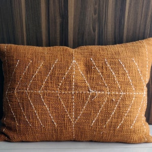 Fodera per cuscino Kantha Boho cucita a mano Fodera per cuscino decorativa in cotone grezzo naturale