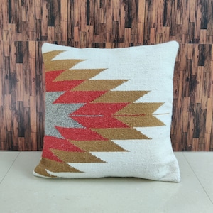 Hand Loom Woven Cotton Pillow Cover: Boho Home Decor (18x18 Inches)