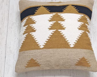 Boho Kilim Pillow Cover & Hand loom Woven 100% Cotton Textured Cushion Cover