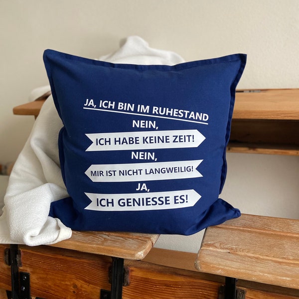 Geschenk zur Rente Kissenhülle Kissenbezug bedruckt