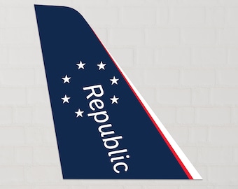 Republic Airlines Tail Sign: Metal Aviation Decor (36x27")