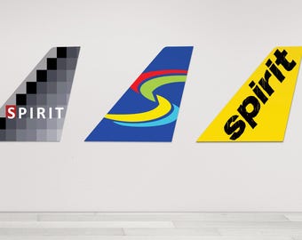 Customizable Airplane Tail Fin Art: Spirit Airlines Decor, Pilot Gift