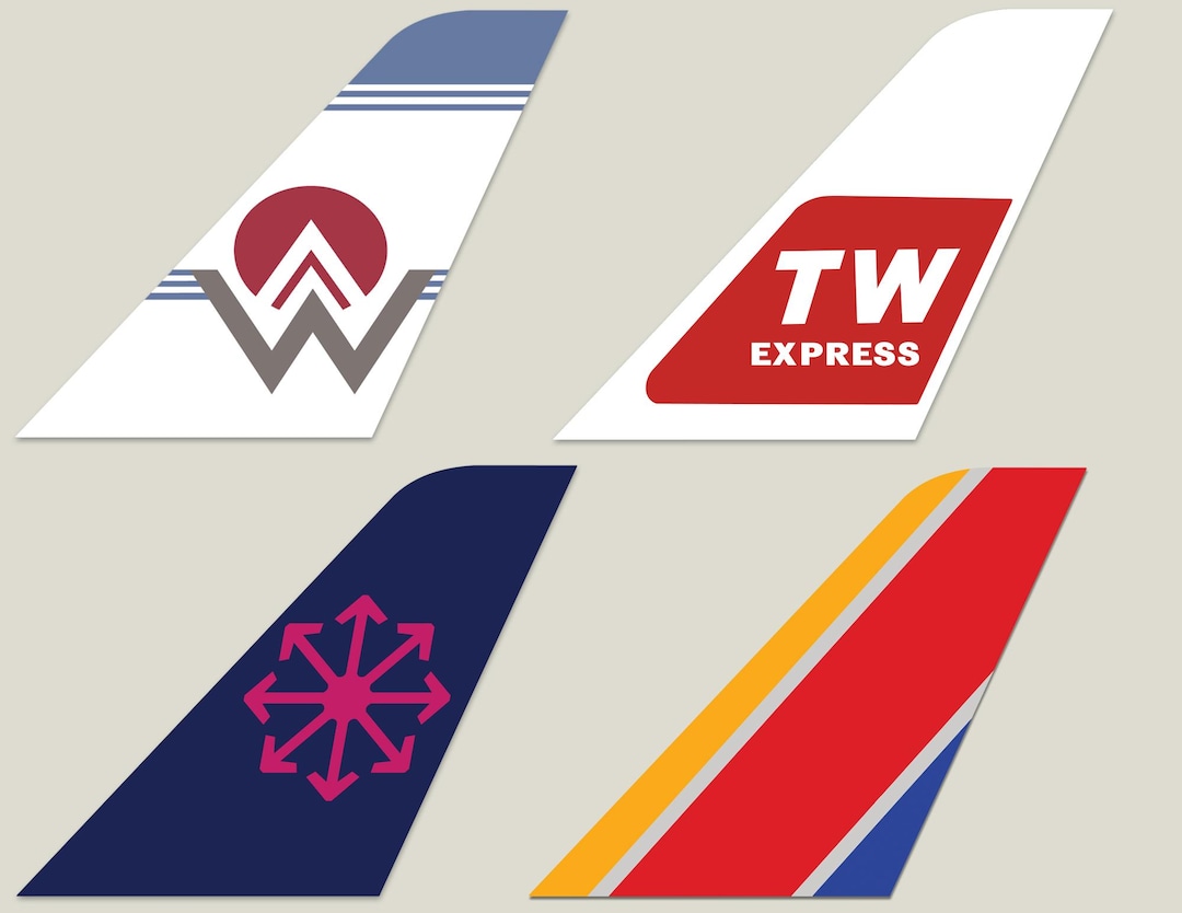 Airline Tail Fin Signs Southwest, Am West, Morris Air, TW Express