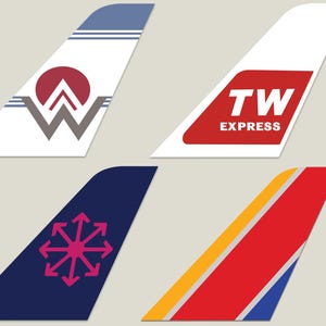 Airline Tail Fin Signs Southwest, Am West, Morris Air, TW Express