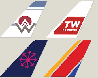 Airline Tail Fin Signs Southwest, Am West, Morris Air, TW Express