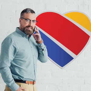 Southwest Airlines Heart Sign: Large Metal Air Travel Decor