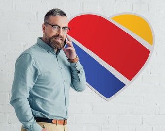 Southwest Airlines Heart Sign: Large Metal Air Travel Decor