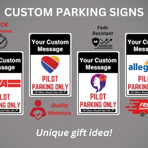Custom Pilot Parking Sign: Weatherproof Metal, Personalized Airline Gift