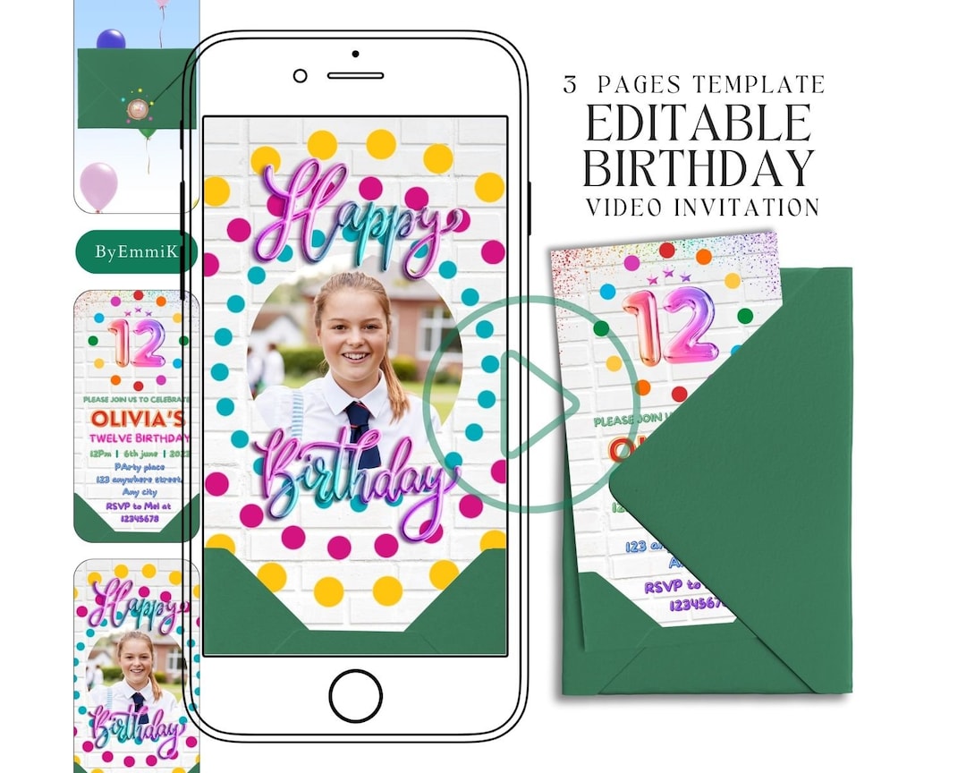 Animated Birthday Party Invitation Video, Teens Birthday Invite, Kids